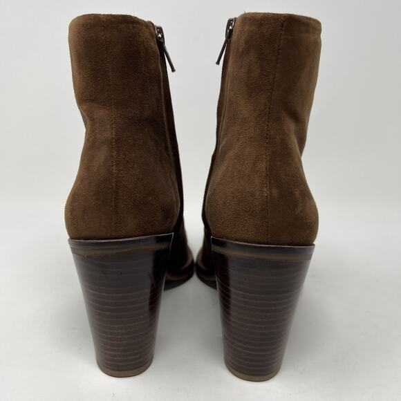 Gianni Bini Tovyy Booties Brown Suede Leather Block Heel Zip Up Women’s Size 7.5 - Picture 9 of 13